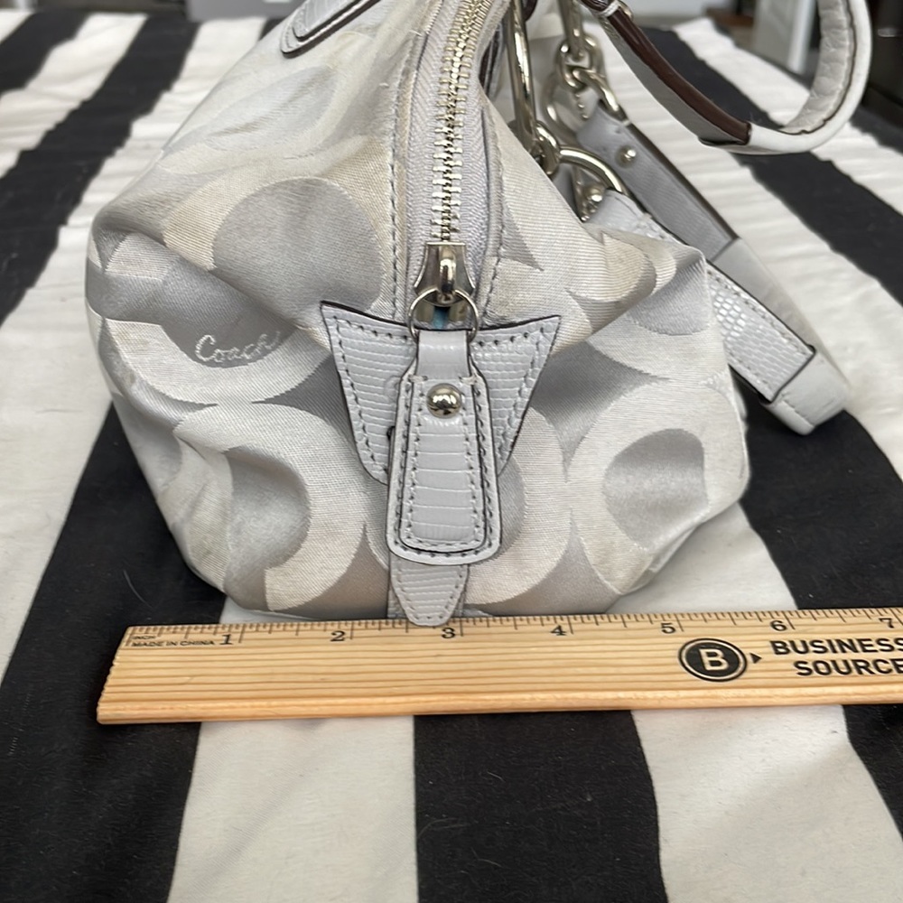Coach Signature Silver/Turquoise Satchel and Makeup Bag - Picture 14 of 16